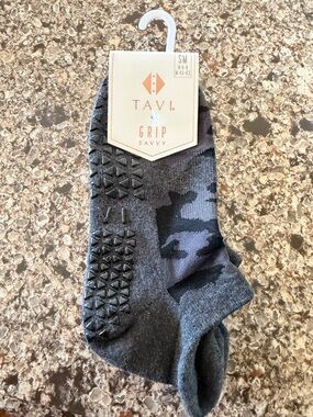 Taci Grip Socks Gray Camouflage No-Show Socks - SM